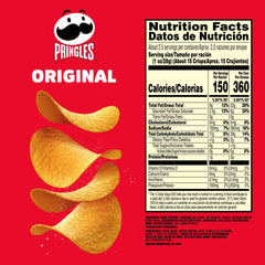 Pringles lata abierta con chips apilados listos para comer fácilmente