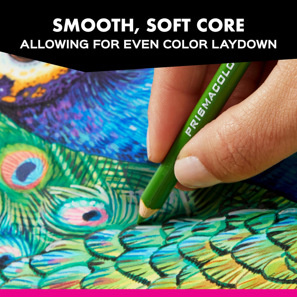 Prismacolor muestrario de trazos en papel demostrando saturación
