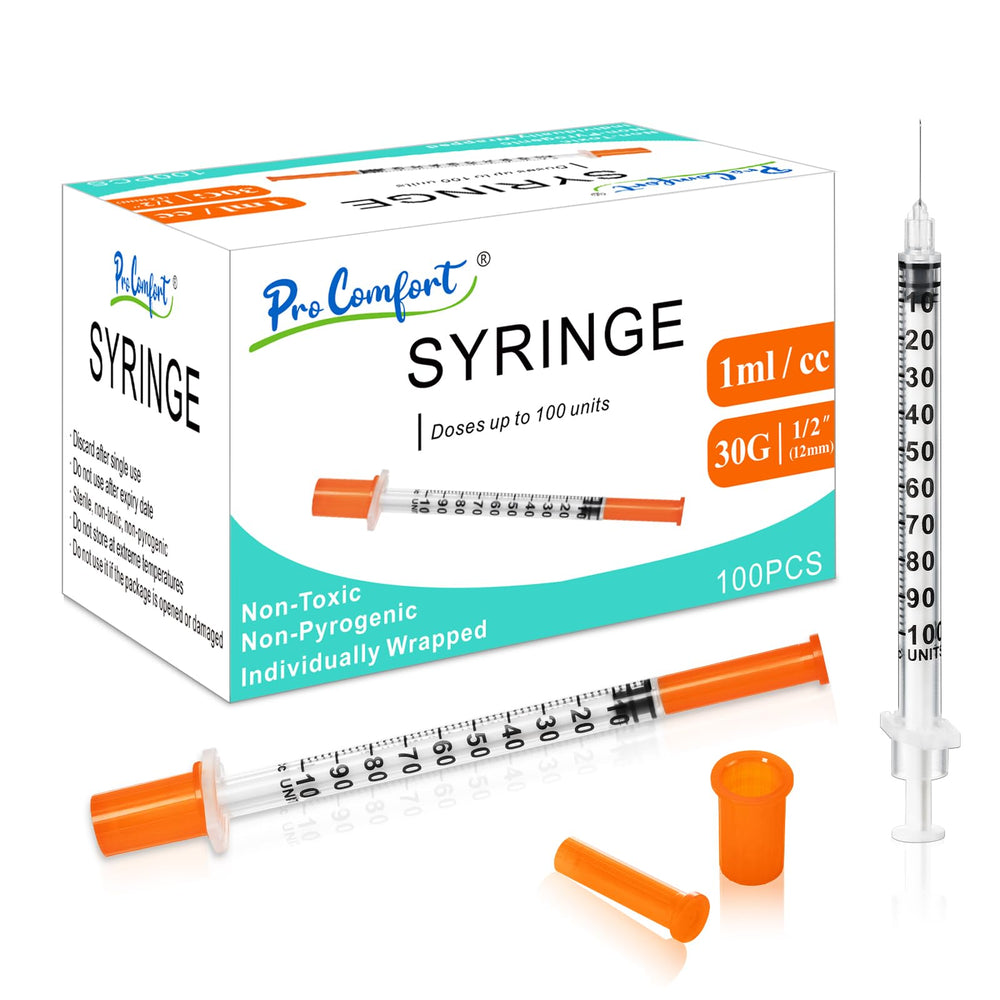 Pro Comfort jeringa 1ml frente del empaque mostrando orden y cantidad