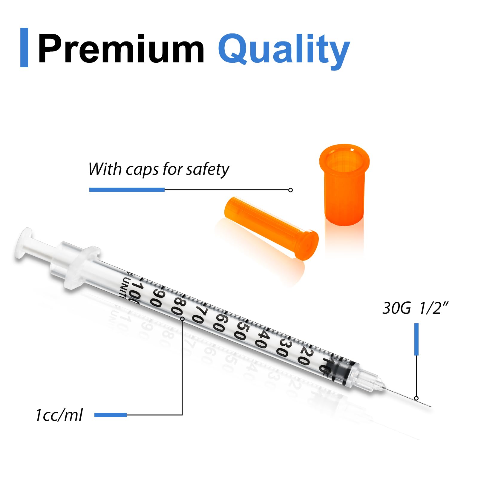 Pro Comfort aguja 30G primer plano que evidencia la finura y control