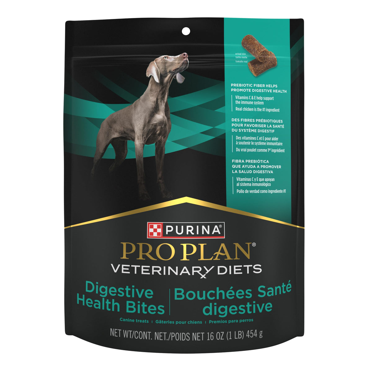 Pro Plan Veterinary Diets primer plano del envase frontal mostrando la marca y beneficio