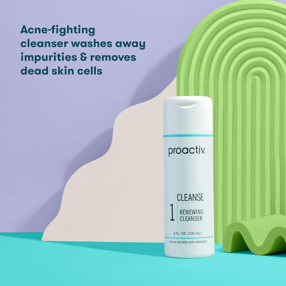 Proactiv on bathroom counter styled to show routine use and refreshed look