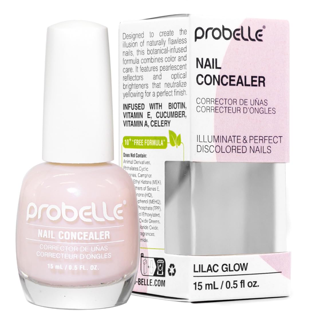 Probelle botella frontal mostrando color lilac glow y acabado luminoso