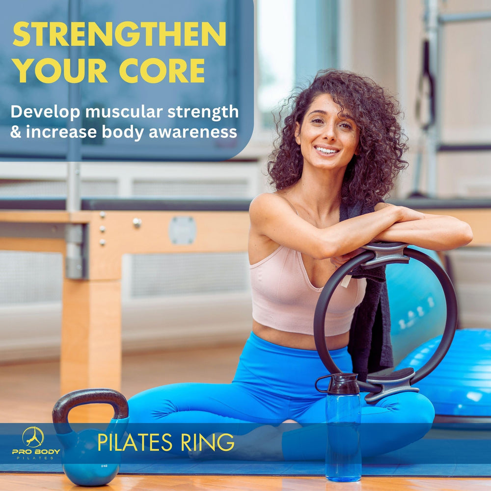 ProBody Pilates aro comparado con colchoneta muestra escala y portabilidad