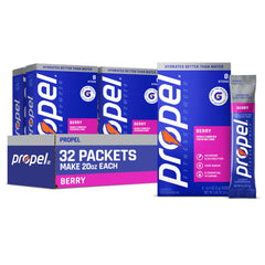 Propel frente del empaque Berry mostrando contenido y beneficio hidratación