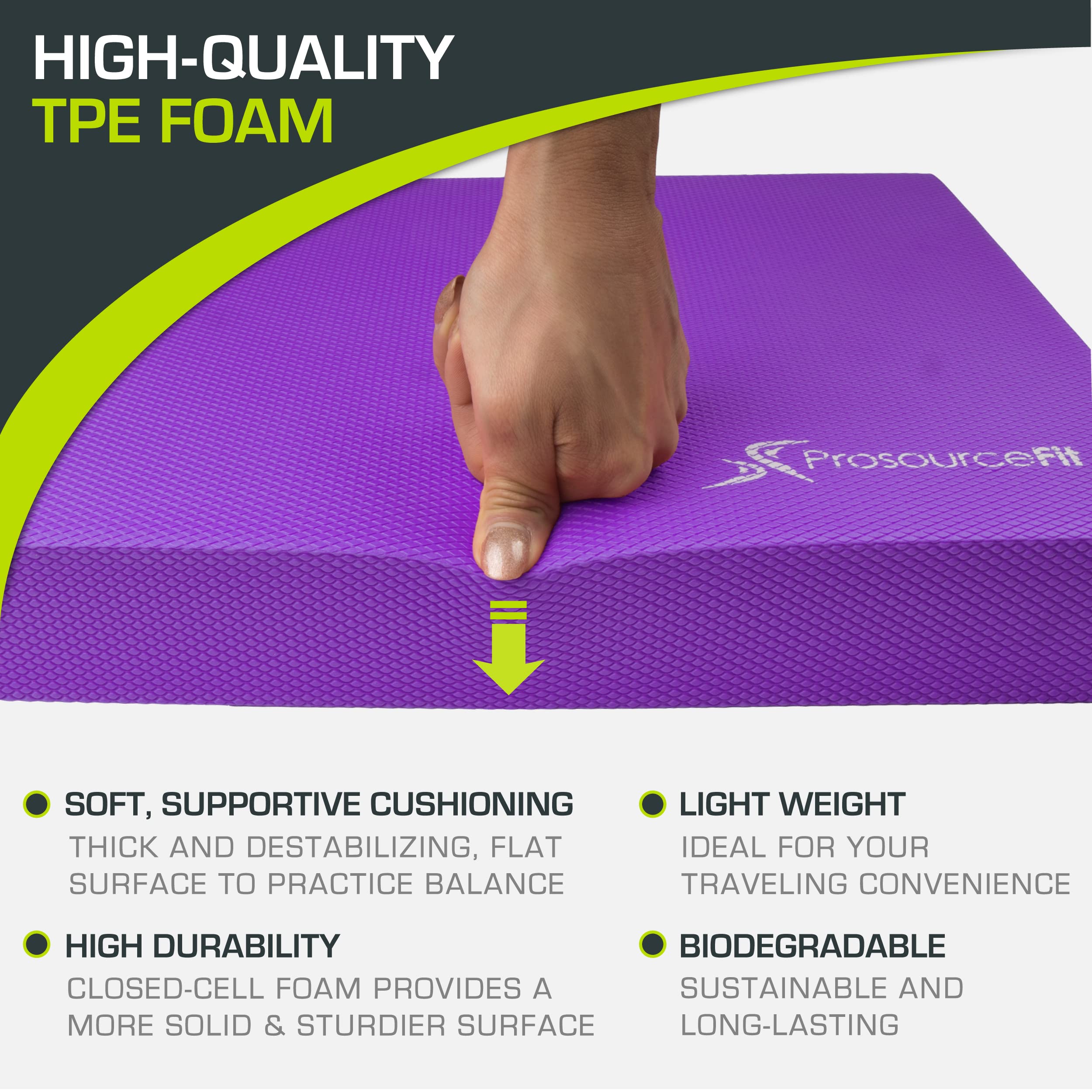 ProsourceFit pad en uso con sentadilla unilateral, aumenta desafío funcional