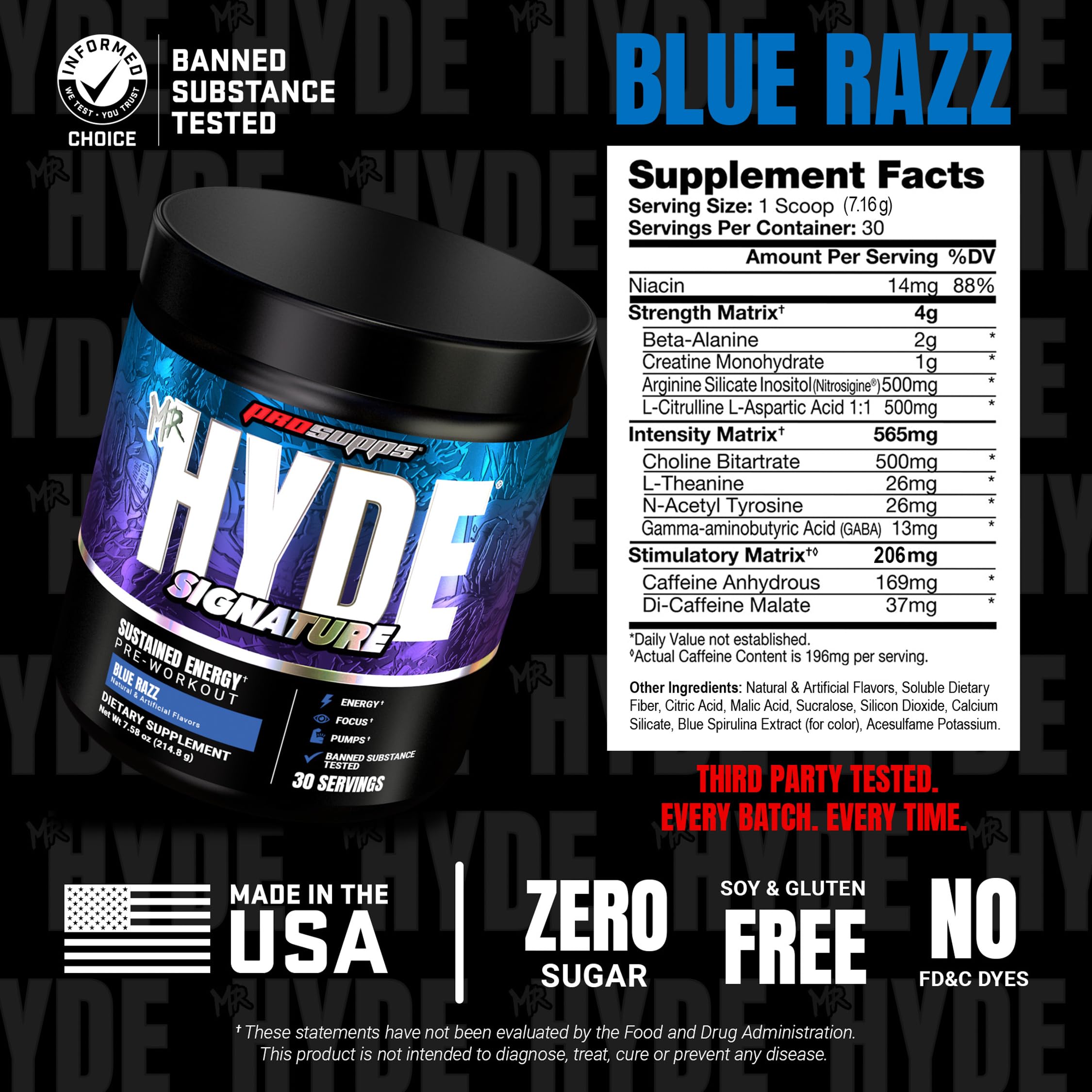 ProSupps Mr. Hyde etiqueta con lista de ingredientes y dosis claras