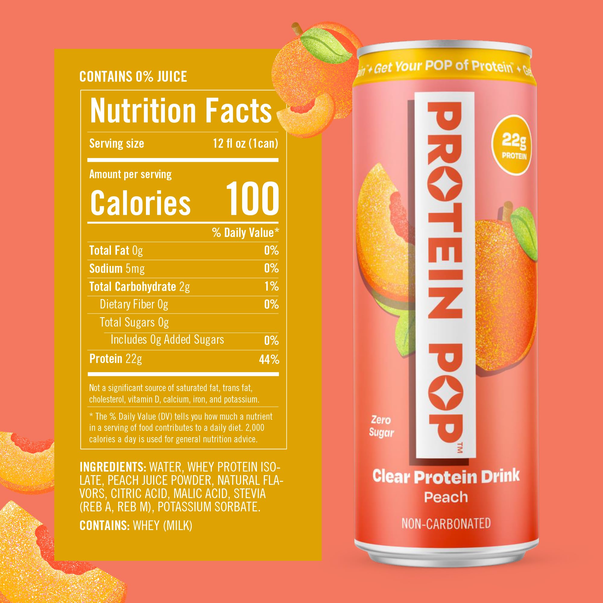 PROTEIN POP etiqueta con ingredientes resaltando aislado de suero