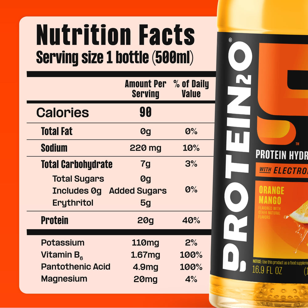 Protein2o en mesa junto a equipo deportivo para estilo de vida activo