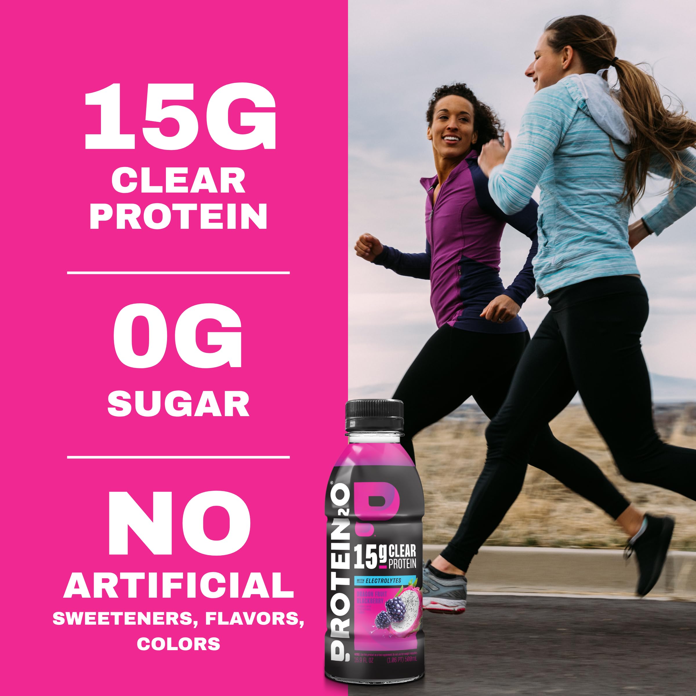 Protein2o botella en mano demostrando conveniencia para beber