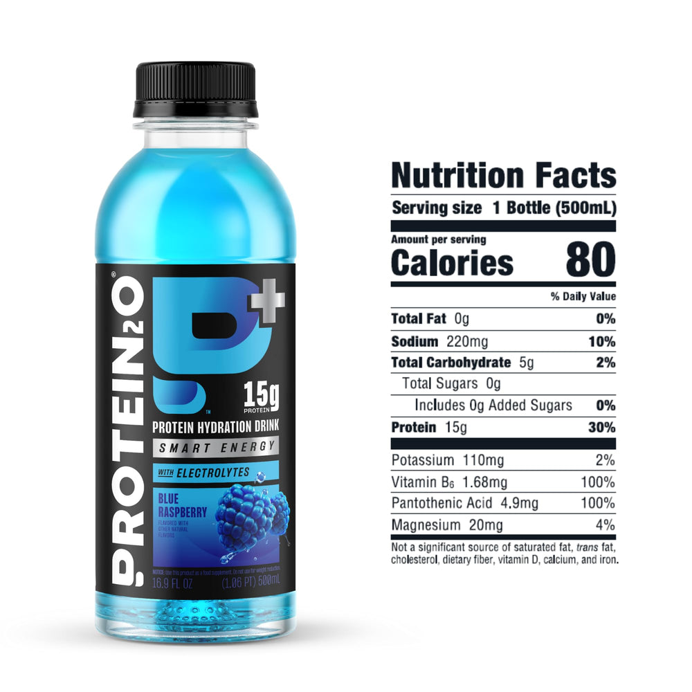 Protein2o etiqueta nutricional en detalle, muestra proteínas y electrolitos clave