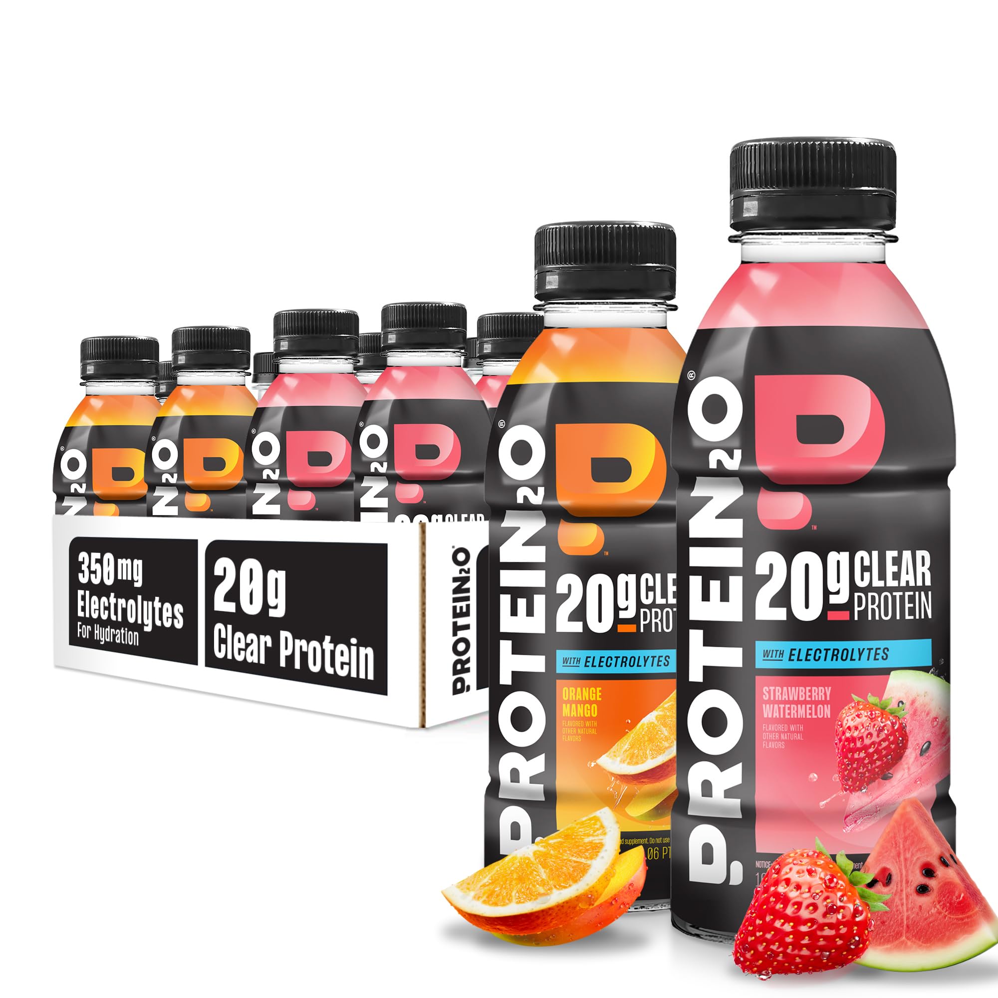 Protein2o vista frontal del envase mostrando diseño y tamaño práctico