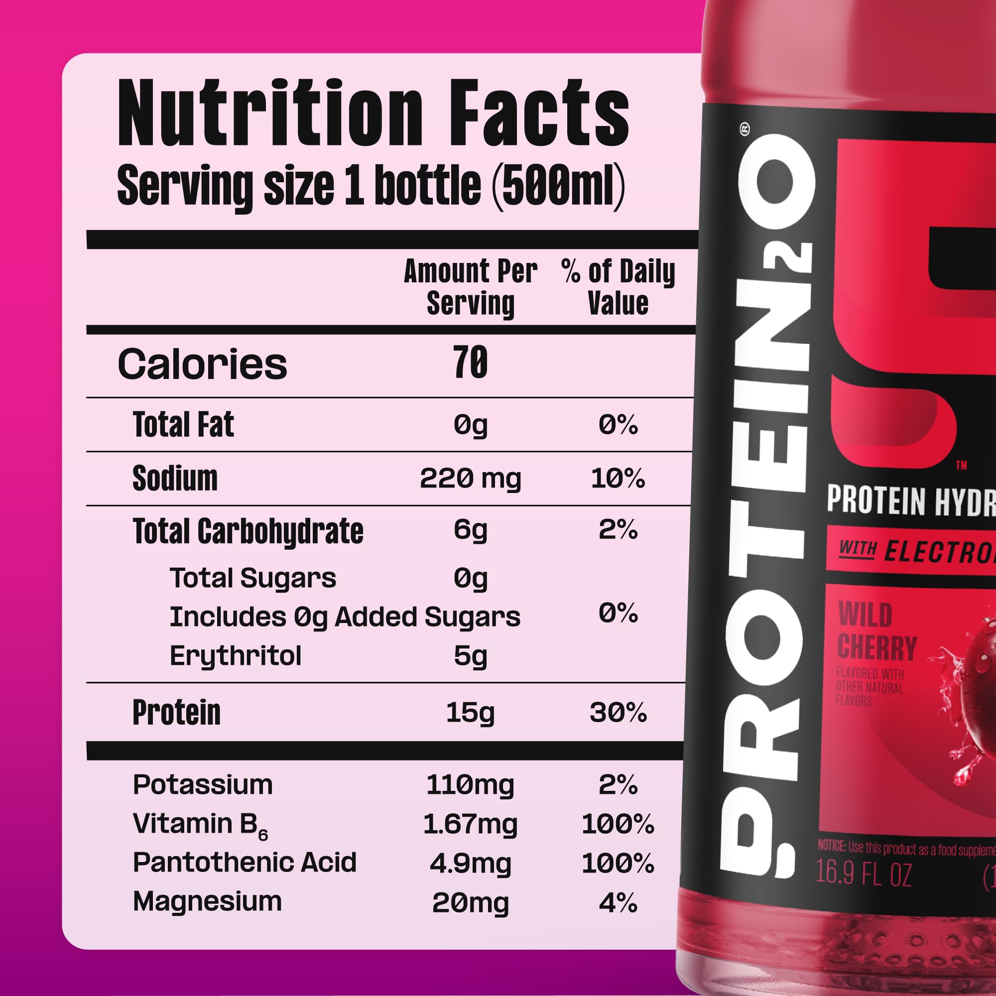 Protein2o variedad de sabores Peach Mango Wild Cherry Dragonfruit Blackberry