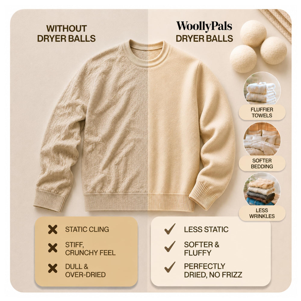 Prushh WoollyPals etiqueta que resalta lana 100% Nueva Zelanda y origen natural