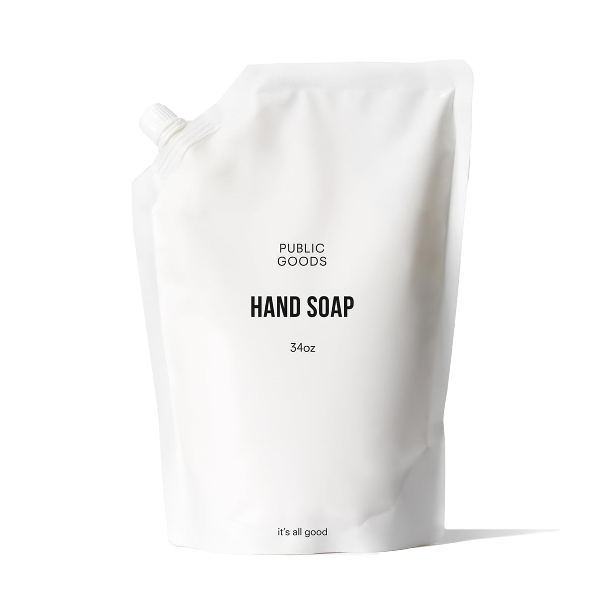 Public Goods recarga frontal 34 oz mostrando envase grande y ahorro