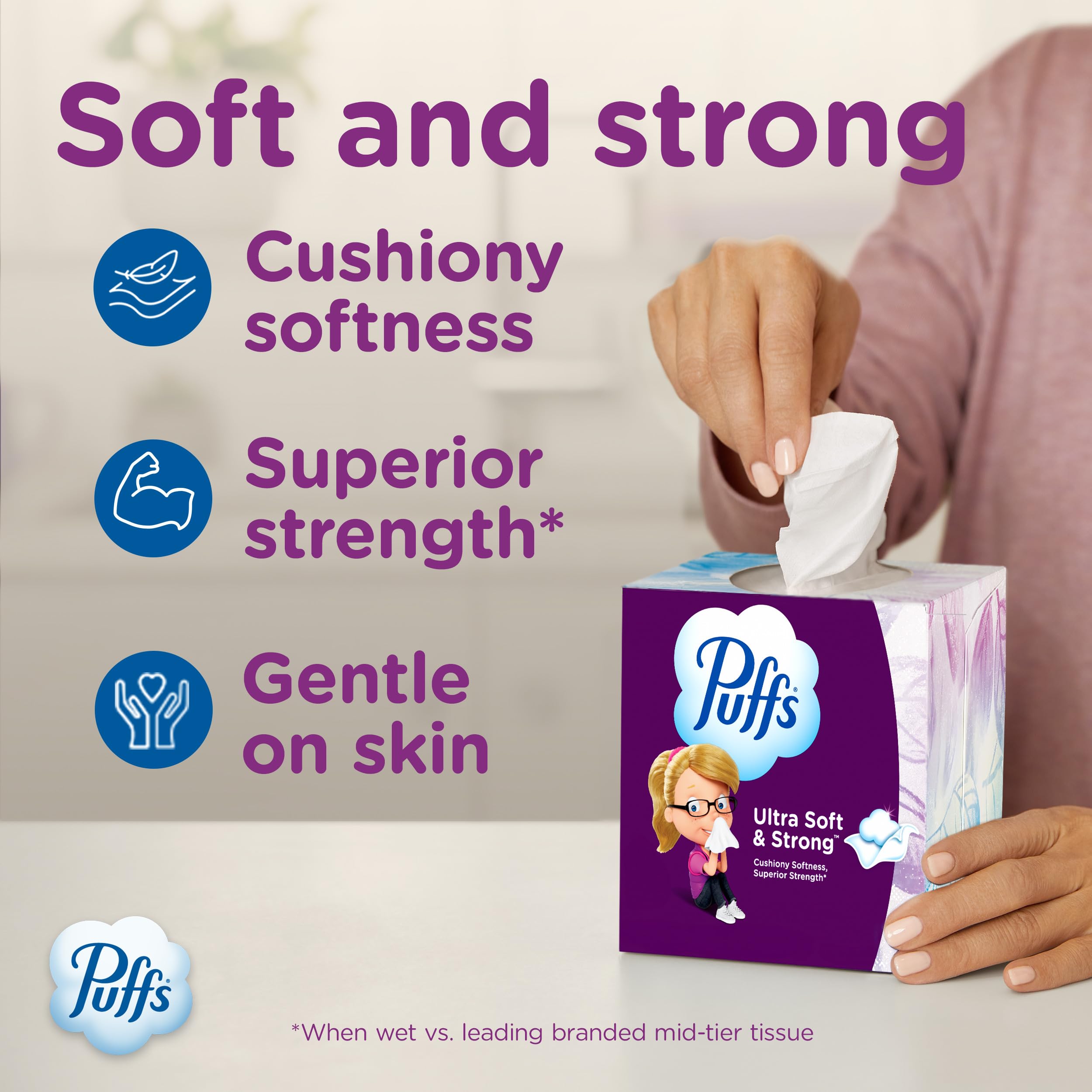 Puffs primer plano de la textura acolchada para menos irritación
