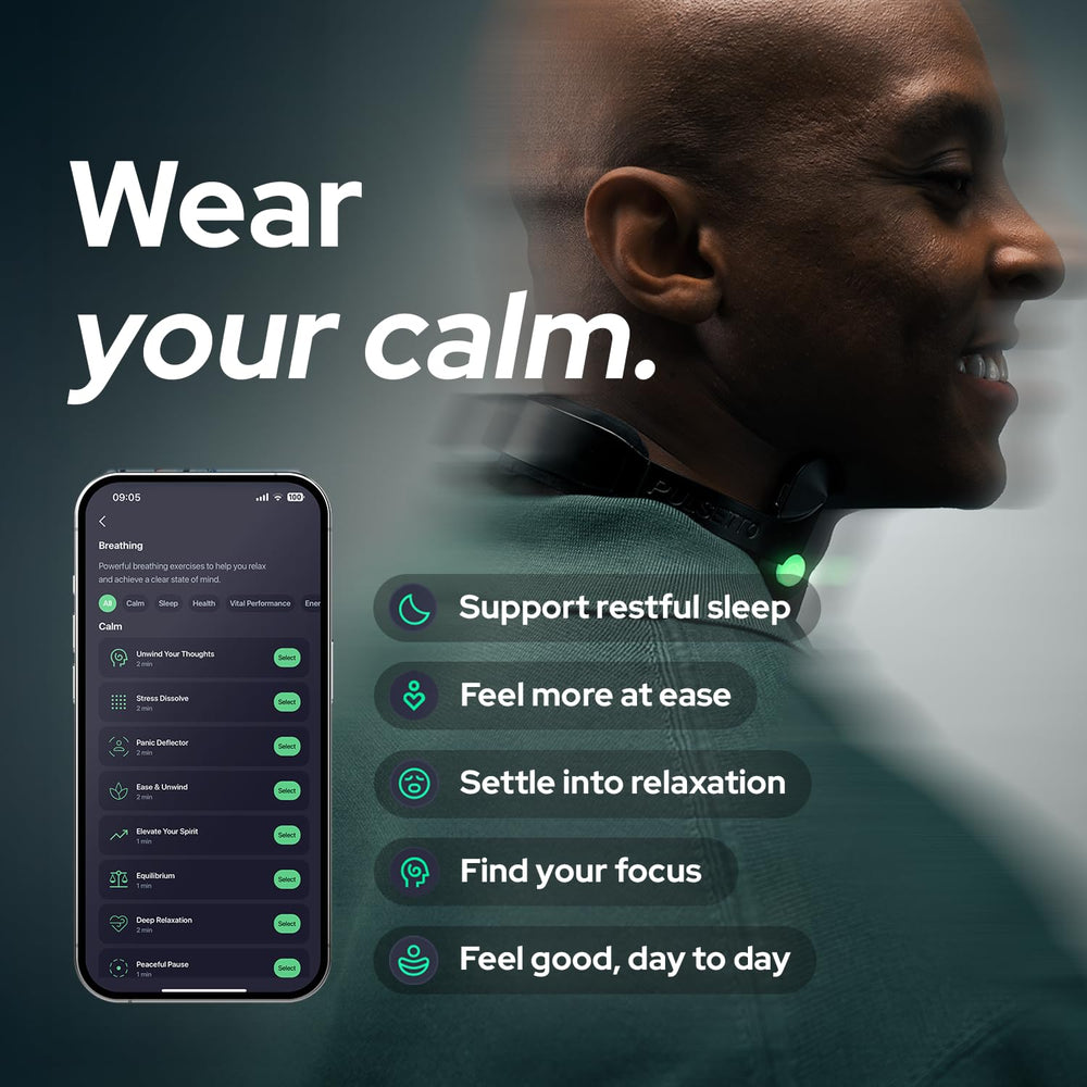Pulsetto FIT con la app abierta enseñando personalización de sesiones