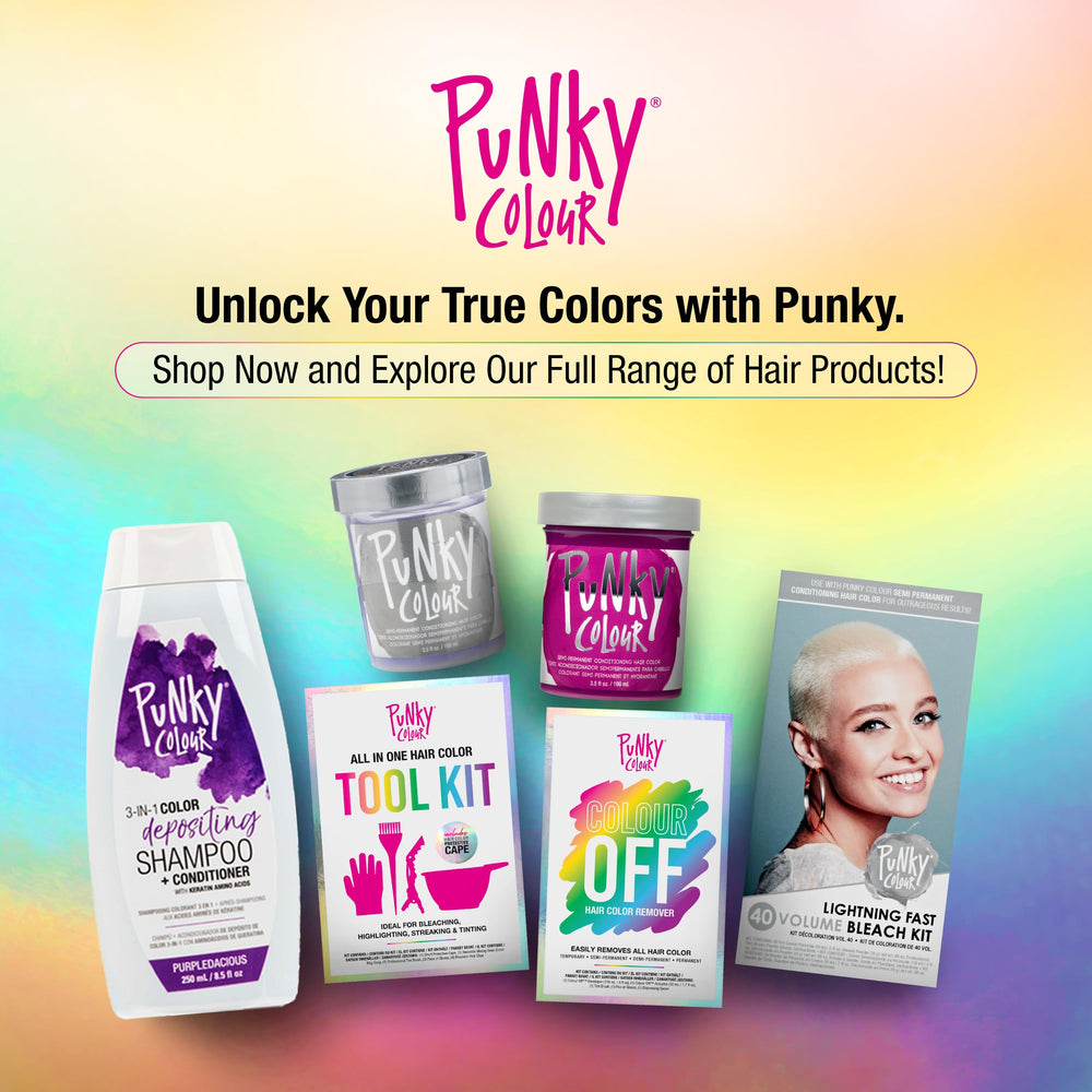 Punky Purpledacious escala de tamaño 250 ml para comparar cantidad y duración