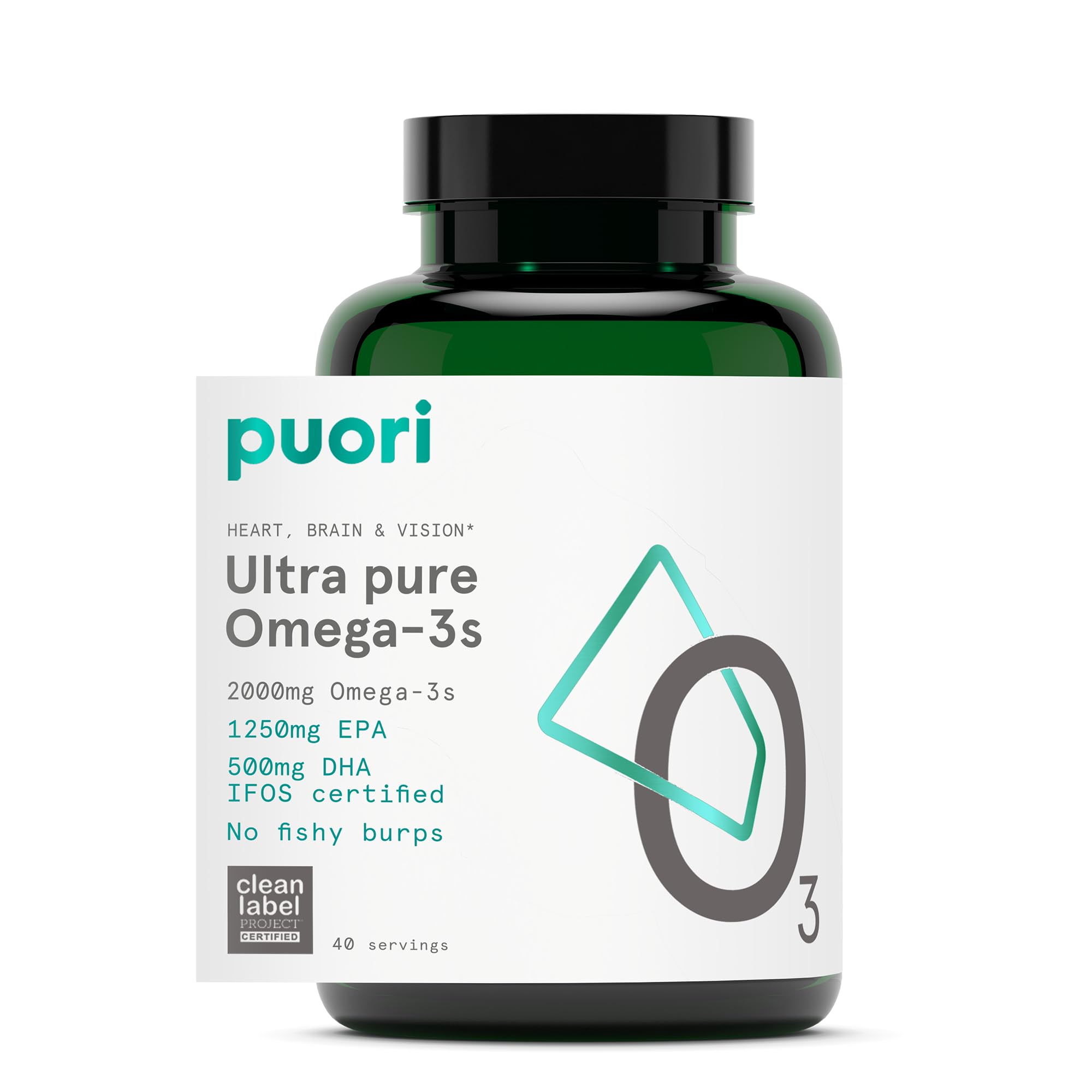 Puori O3 frasco delantero mostrando diseño y pureza