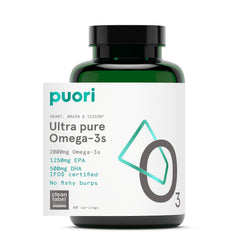 Puori O3 frasco delantero mostrando diseño y pureza