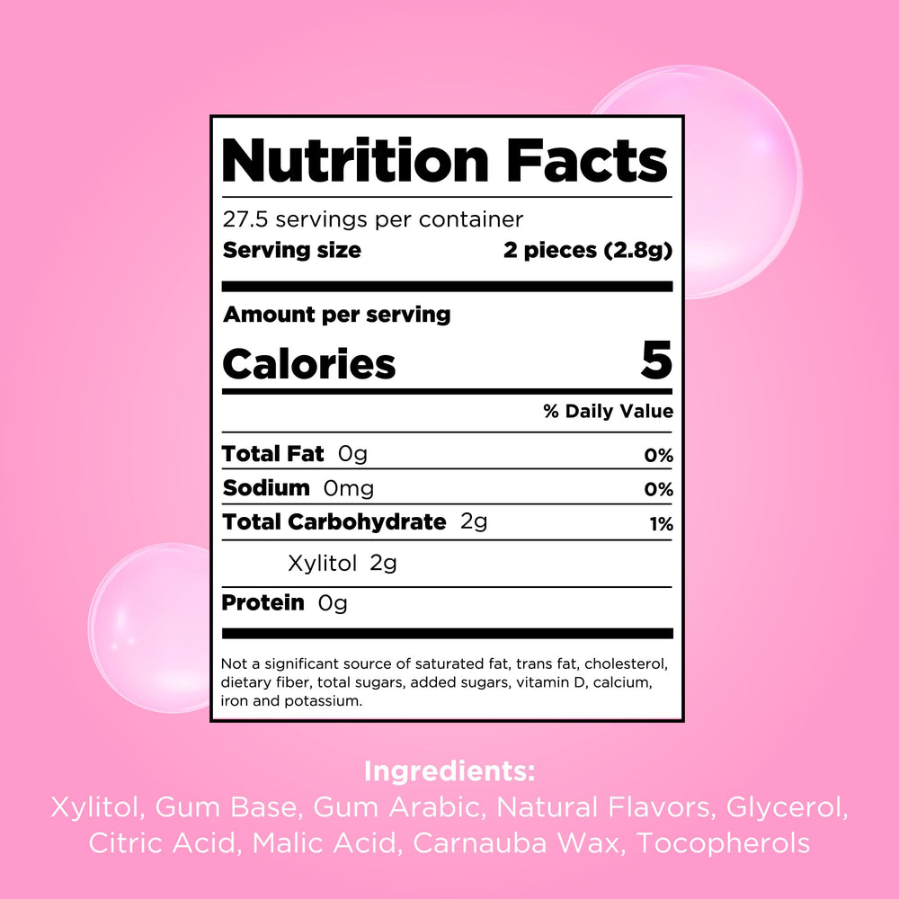 PUR Gum bubblegum on a work desk near notebook, ideal for on‑the‑go freshness