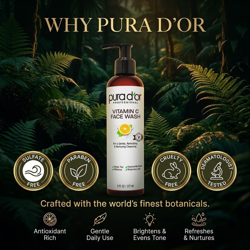 PURA D'OR etiqueta con lista de ingredientes botánicos y beneficios