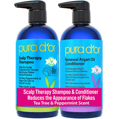 PURA D'OR set frontal mostrando botellas y beneficio hidratante