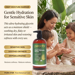 PURA D'OR tamaño 24 oz junto a objetos para visualizar cantidad