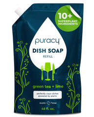 Puracy front packaging showing 48 fl oz refill and green tea lime benefit