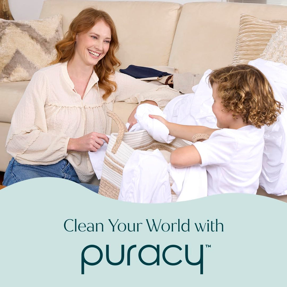 Puracy etiqueta con ingredientes minerales y vegetales claros