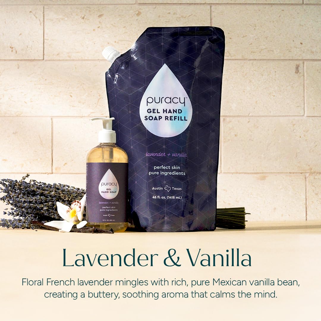 Puracy lavado de manos relajante, aroma a lavanda y vainilla calmante
