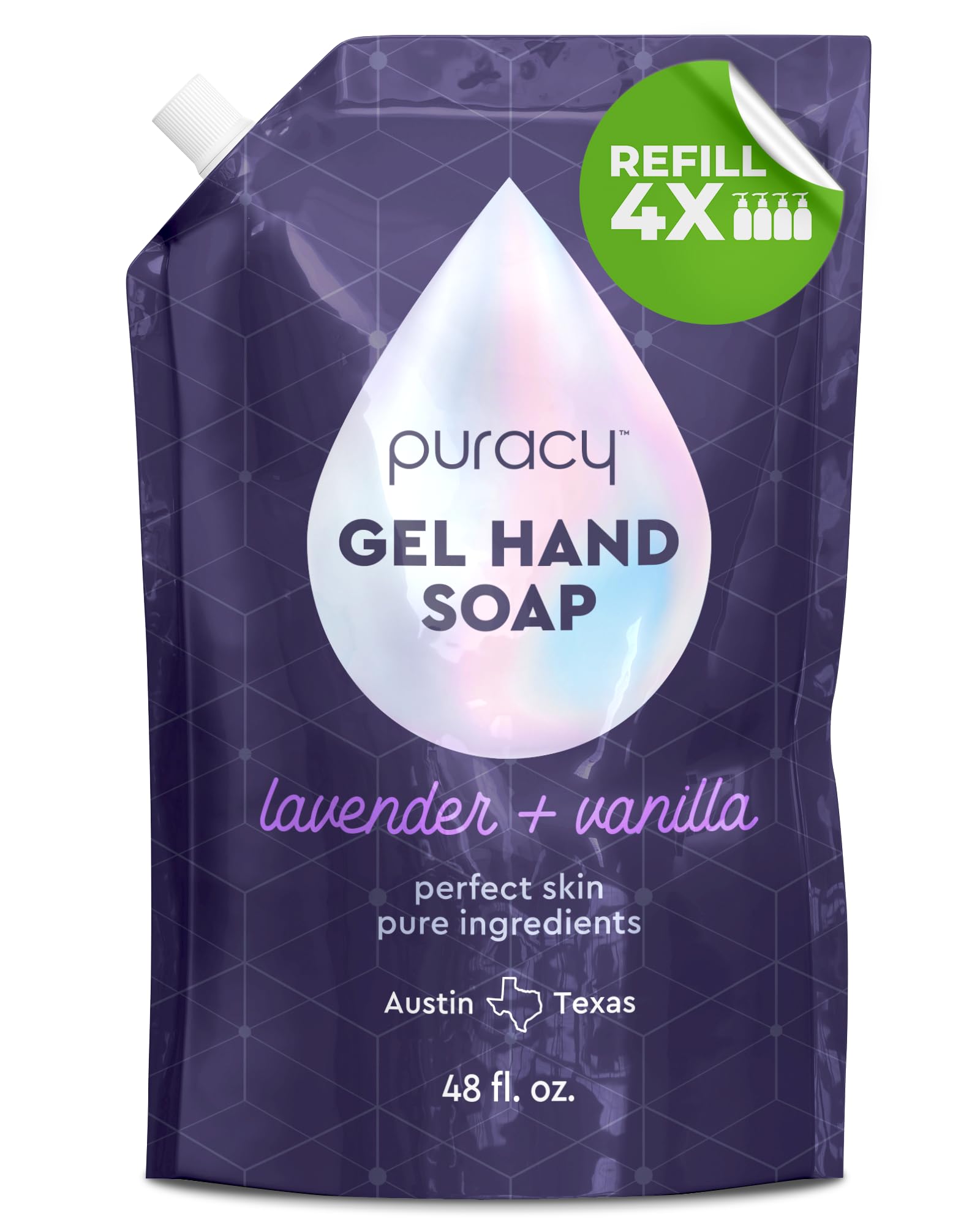 Puracy recarga 48 oz vista frontal, envase grande y práctico