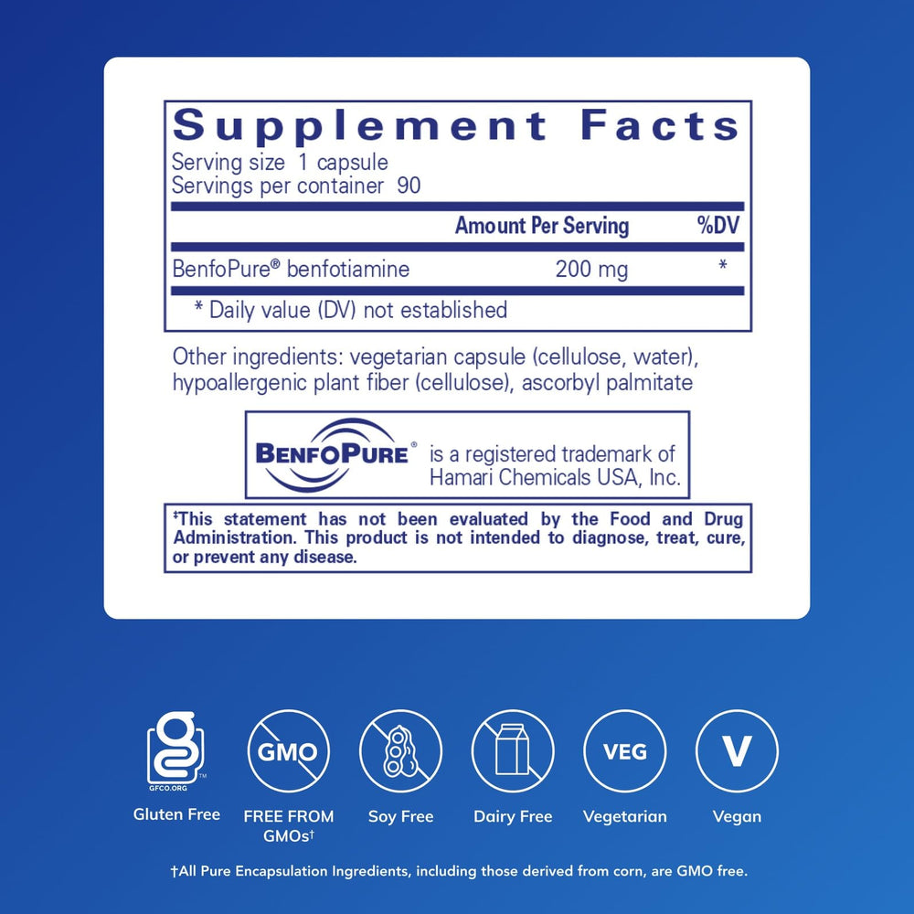 Pure Encapsulations cápsula BenfoMax primer plano de textura y fácil ingesta