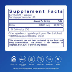 Pure Encapsulations cápsula detalle enfocada, destaca dosificación de 8 mg