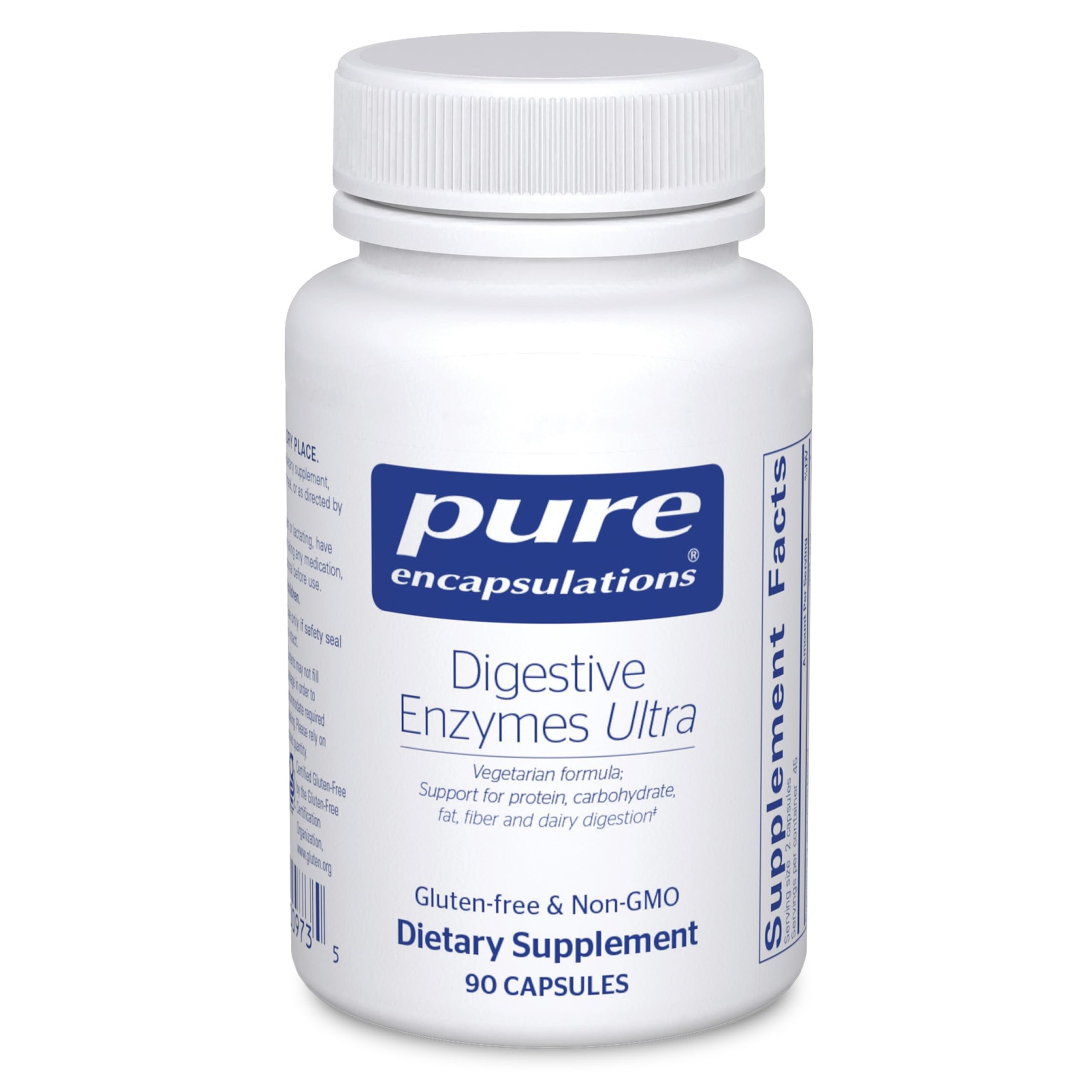 Pure Encapsulations caja frontal mostrando 90 cápsulas y beneficio de soporte digestivo