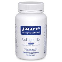 Pure Encapsulations botella frontal mostrando Collagen JS y beneficio de soporte articular