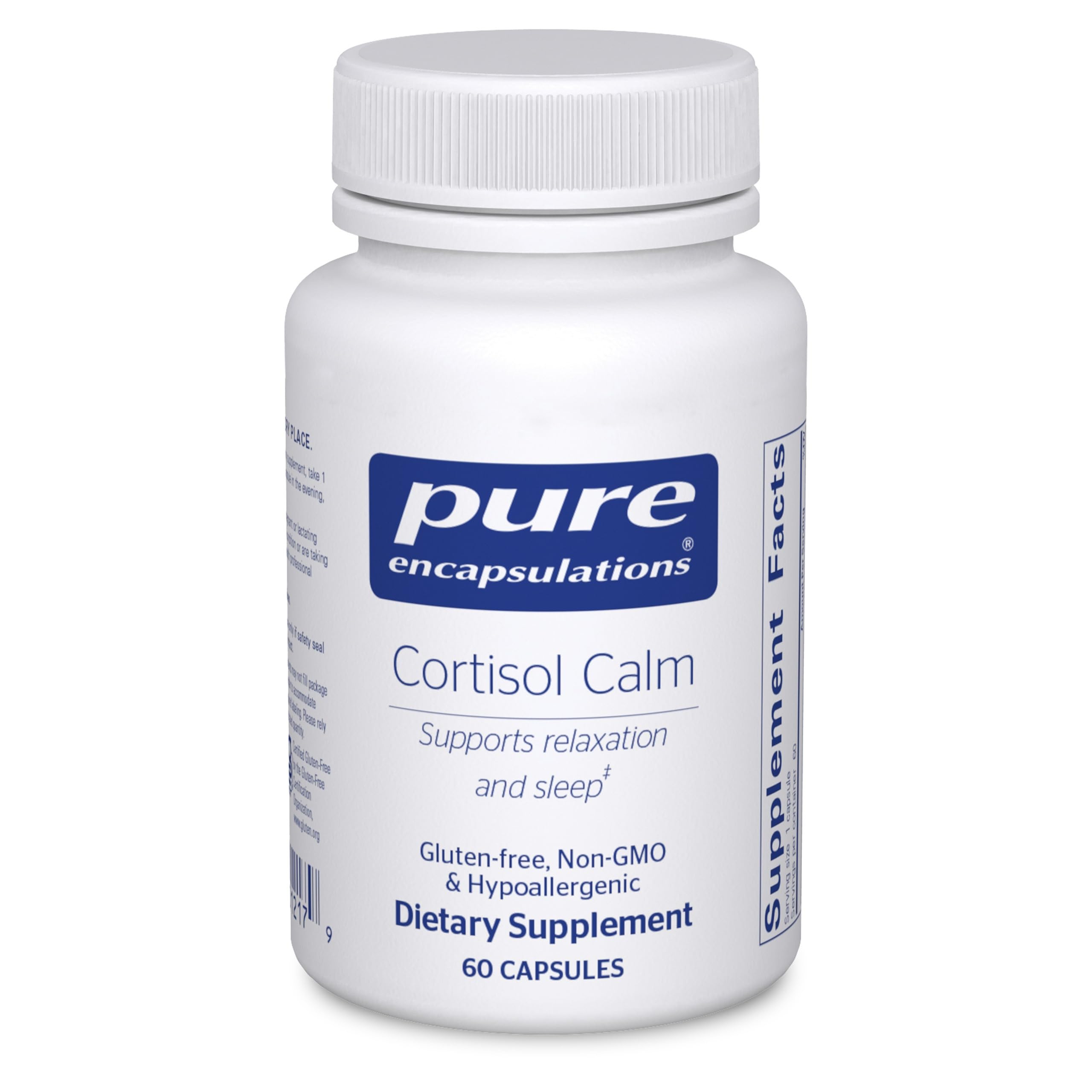 Pure Encapsulations frasco frontal mostrando diseño claro y confianza