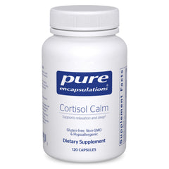 Pure Encapsulations vista frontal del tarro con cápsulas, calma y confianza