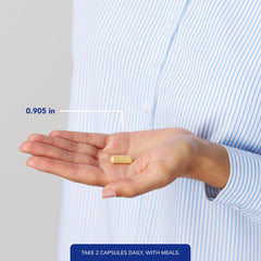 Pure Encapsulations cápsula en mano demostrando dosificación práctica