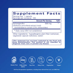 Pure Encapsulations etiqueta detalle con información de dosis y pureza