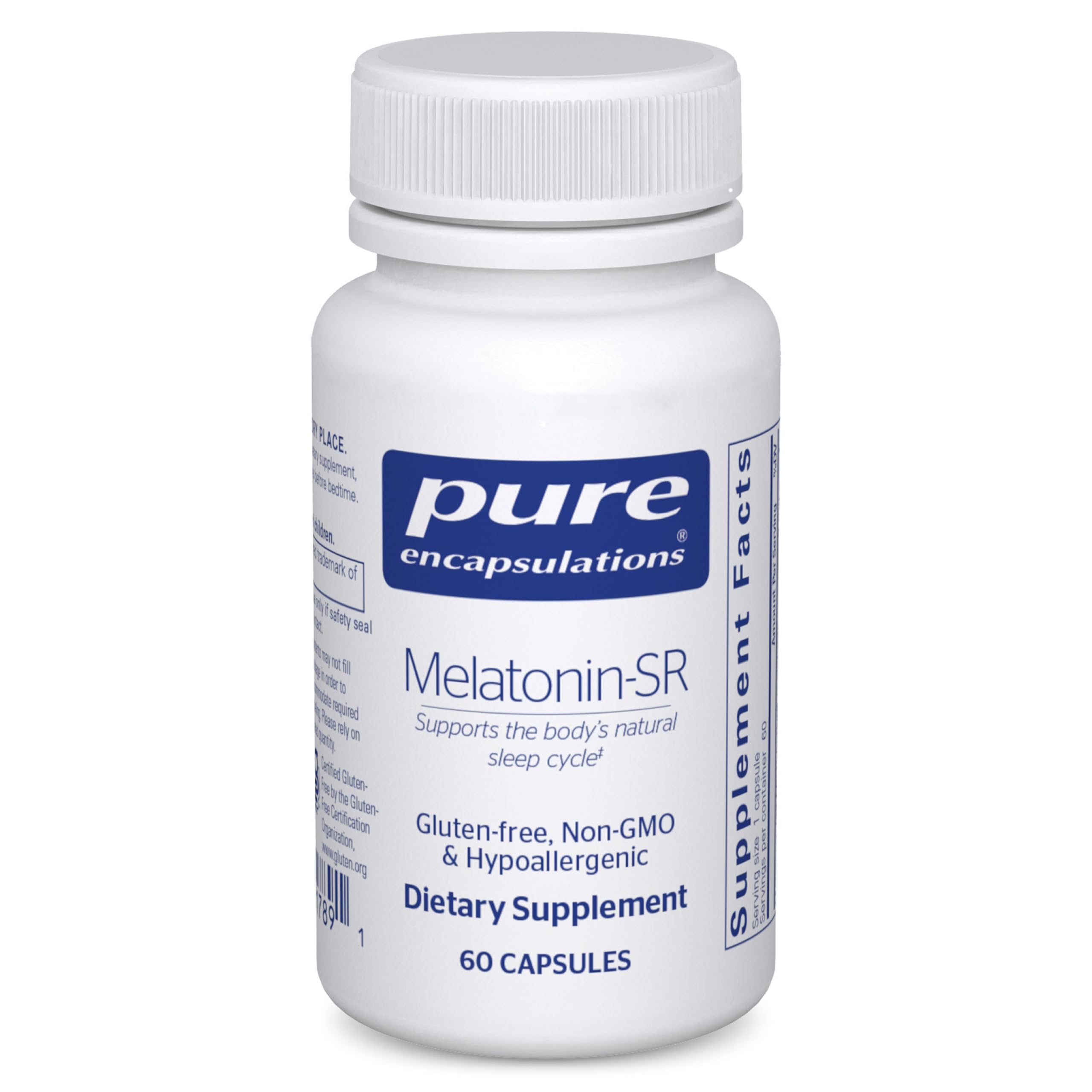 Pure Encapsulations frasco frontal mostrando etiqueta y beneficio de sueño prolongado