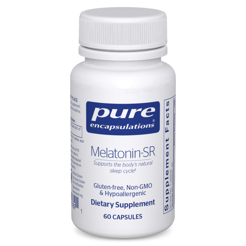 Pure Encapsulations frasco frontal mostrando etiqueta y beneficio de sueño prolongado