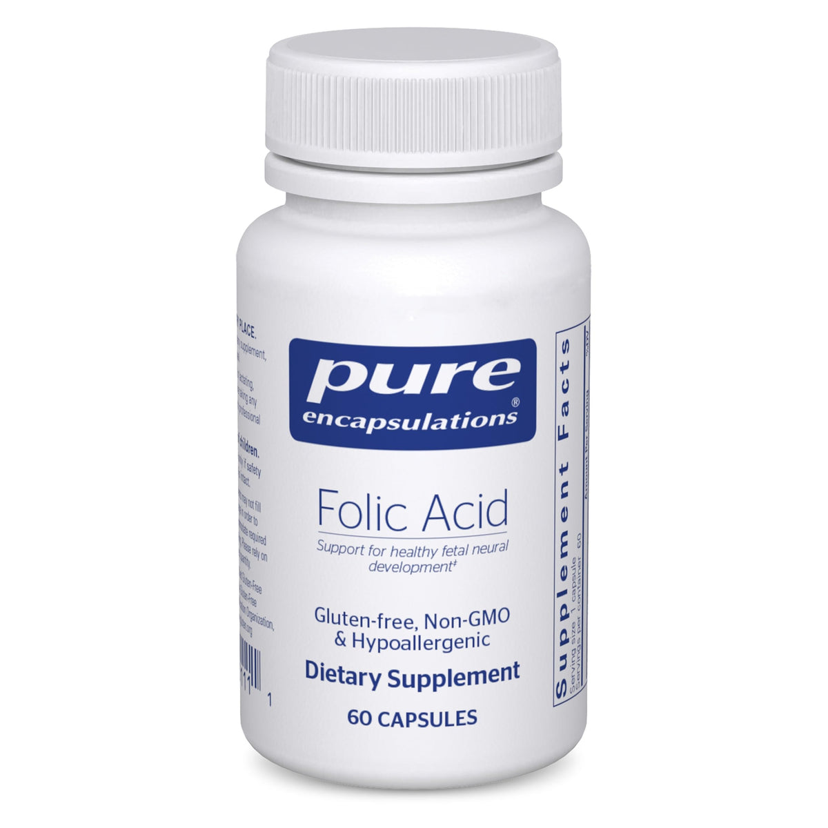 Pure Encapsulations frasco frontal mostrando etiqueta y pureza