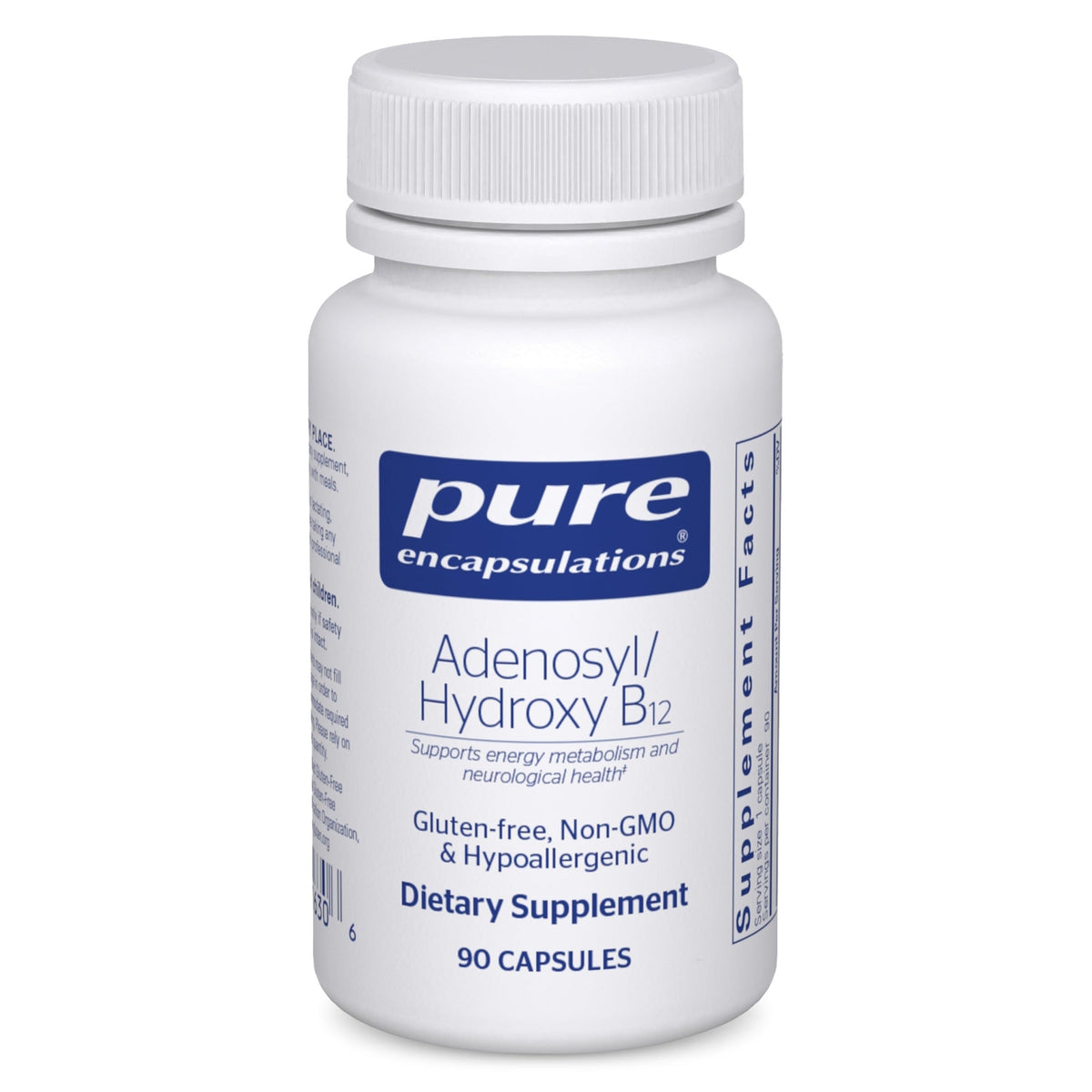 Pure Encapsulations frente del envase mostrando la marca y beneficio de pureza