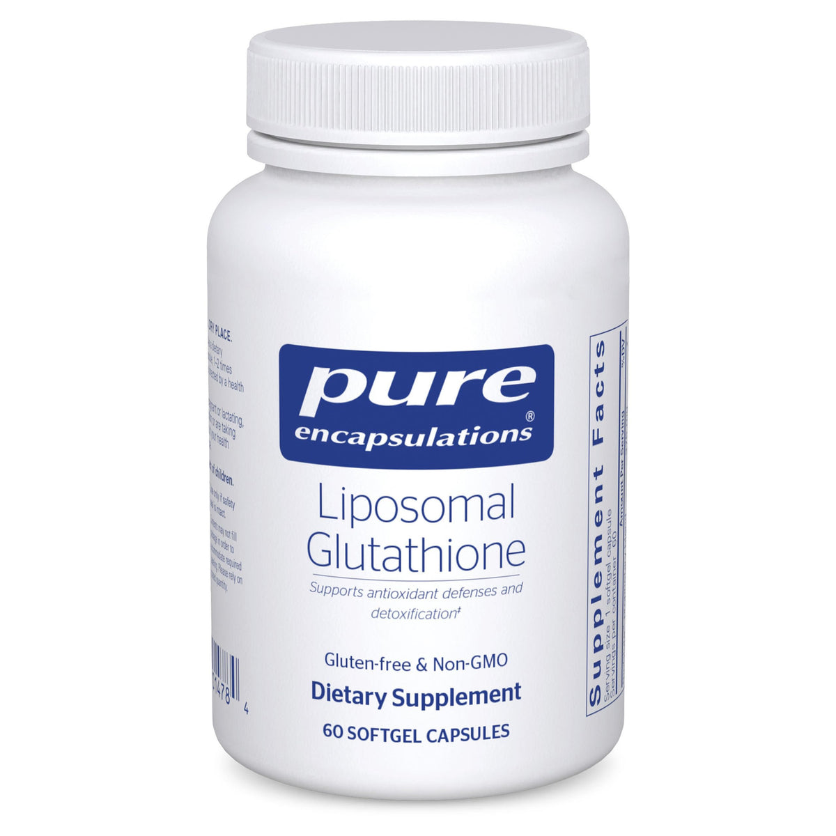 Pure Encapsulations frente del envase mostrando cápsulas y beneficio de pureza