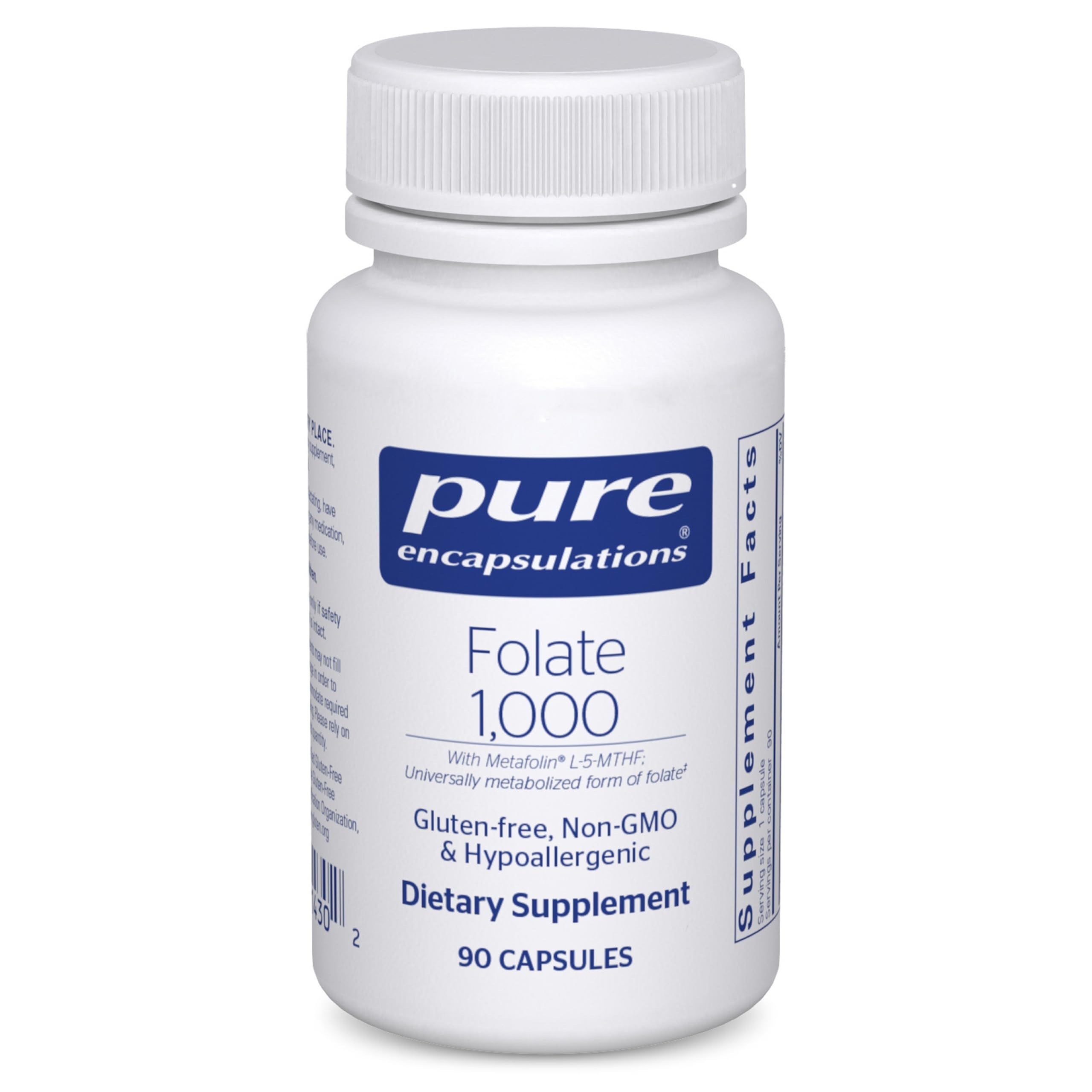Pure Encapsulations frasco frontal mostrando nombre y presentación; claridad del producto