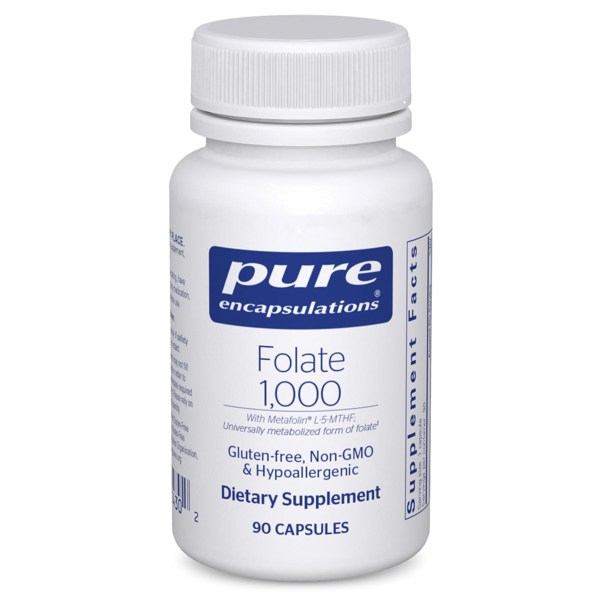 Pure Encapsulations frasco frontal mostrando nombre y presentación; claridad del producto