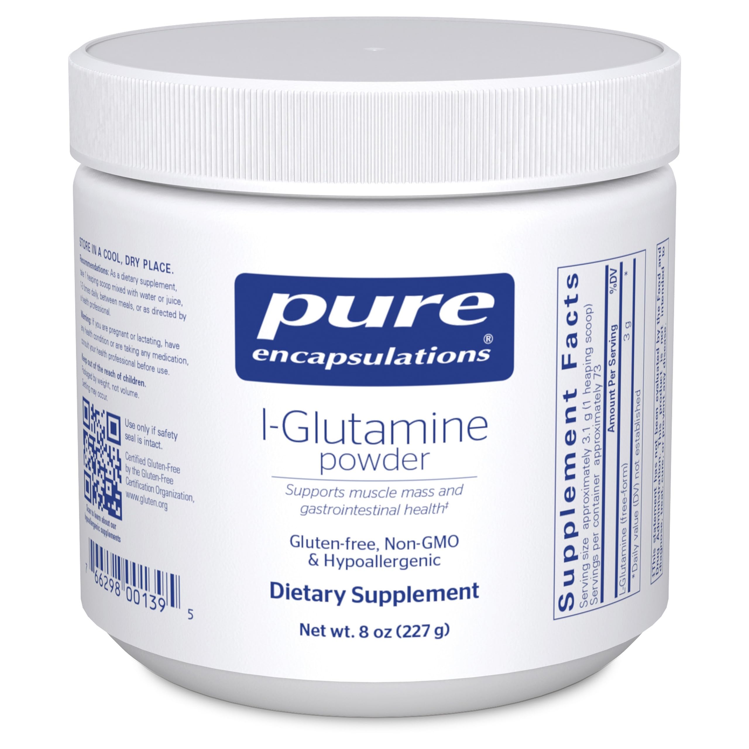 Pure Encapsulations envase frontal del polvo mostrando el logo y tamaño, ideal para elegir con confianza