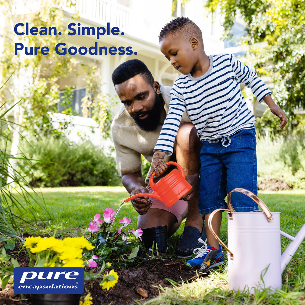 Pure Encapsulations empaque lateral destacando lista de ingredientes