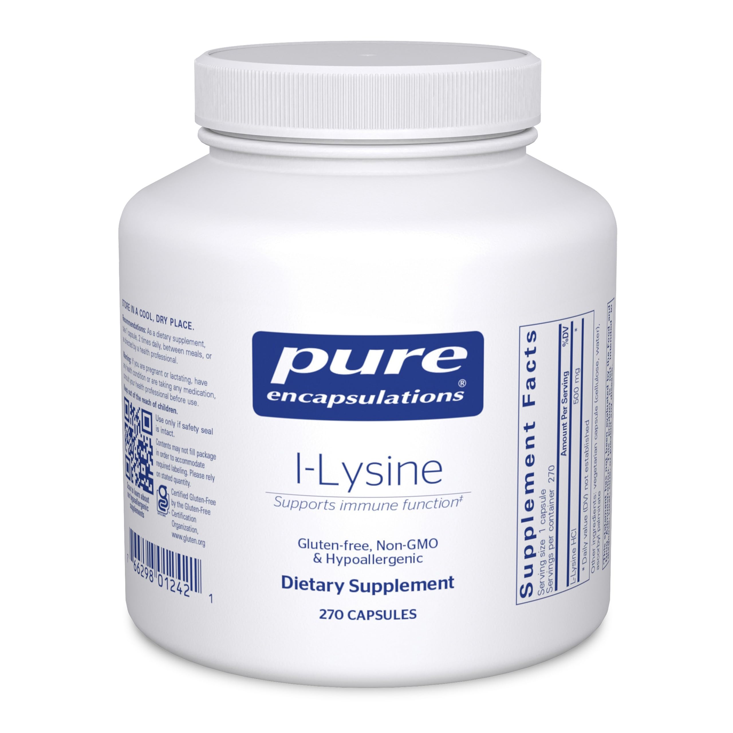 Pure Encapsulations frasco frontal mostrando el producto y duración